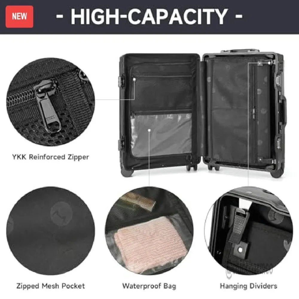 20 Inch Hard Shell Carry On Luggage with USB Port & Cup Holder